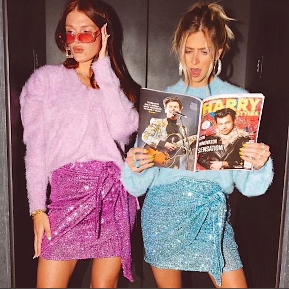 Show Me Your Mumu Why Knot Magenta Pink Sequin Mini Skirt